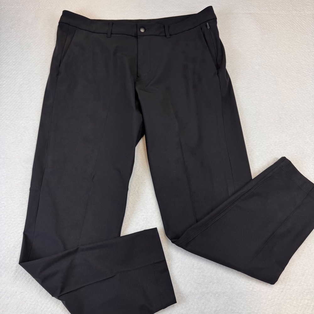 lululemon Black Performance Golf Pants Stretch Zip Pocket Athletic Fit Sz 36x30